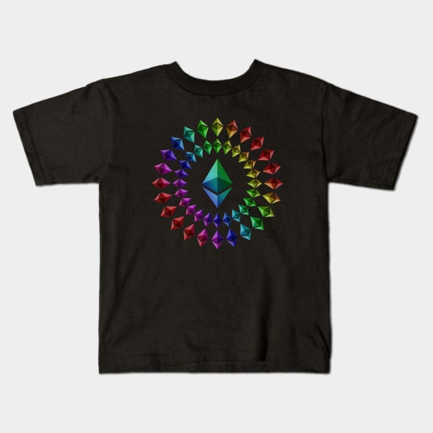 Ethereum – Circle Big Logo – Rainbow Kids T-Shirt by felixbunny
